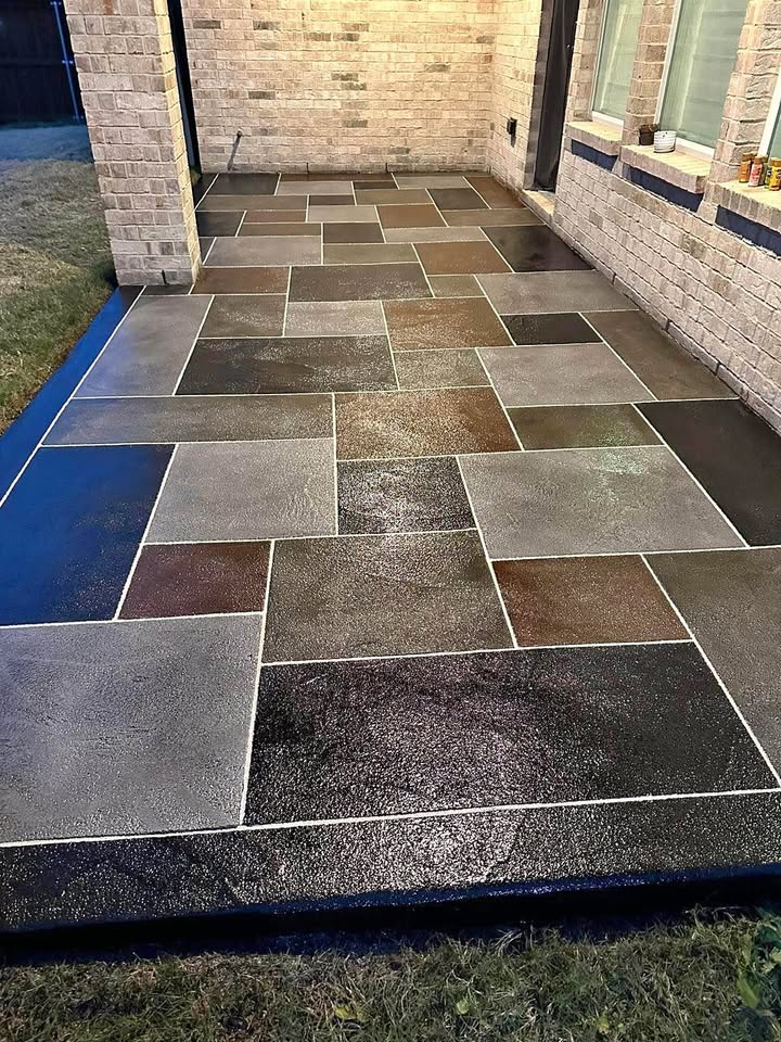 Large patio concrete overlay